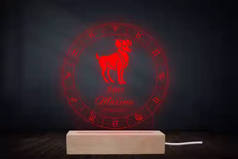Lampe Astrologique Bélier Personnalisée | Veilleuse signe du zodiaque
