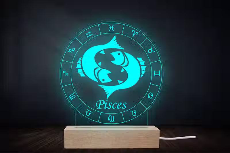 Lampe Astrologique Poisson Personnalisée | Veilleuse signe du zodiaque