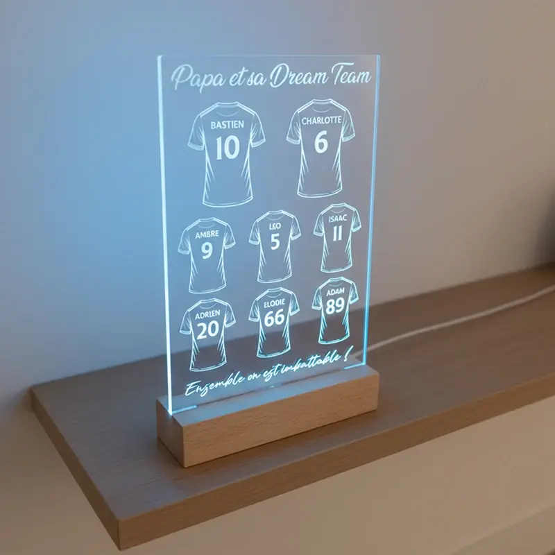L'équipe de rêve de papa, personnalisée avec prénoms et numéros façon maillots de football, cadeau idéale pour papa