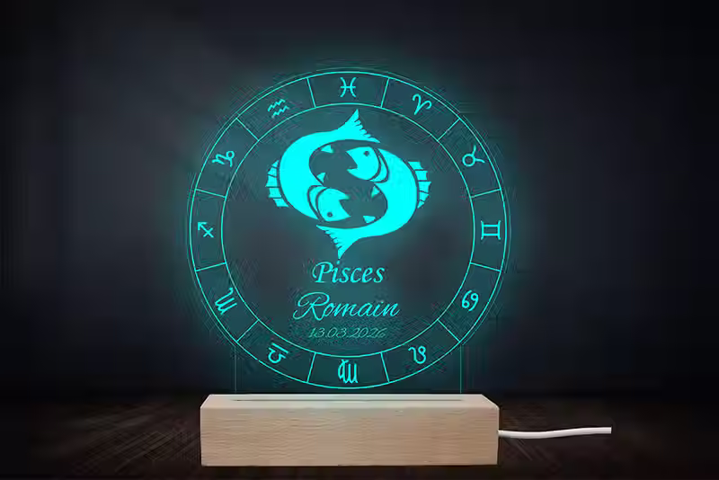 Lampe Astrologique Poisson Personnalisée | Veilleuse signe du zodiaque