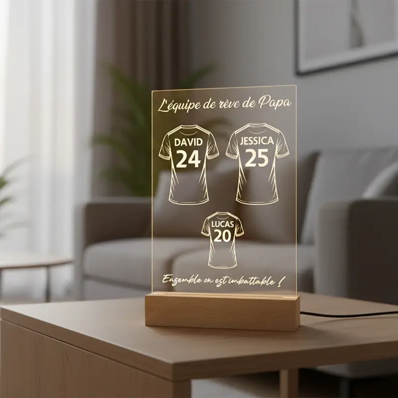 L'équipe de rêve de papa, personnalisée avec prénoms et numéros façon maillots de football, cadeau idéale pour papa