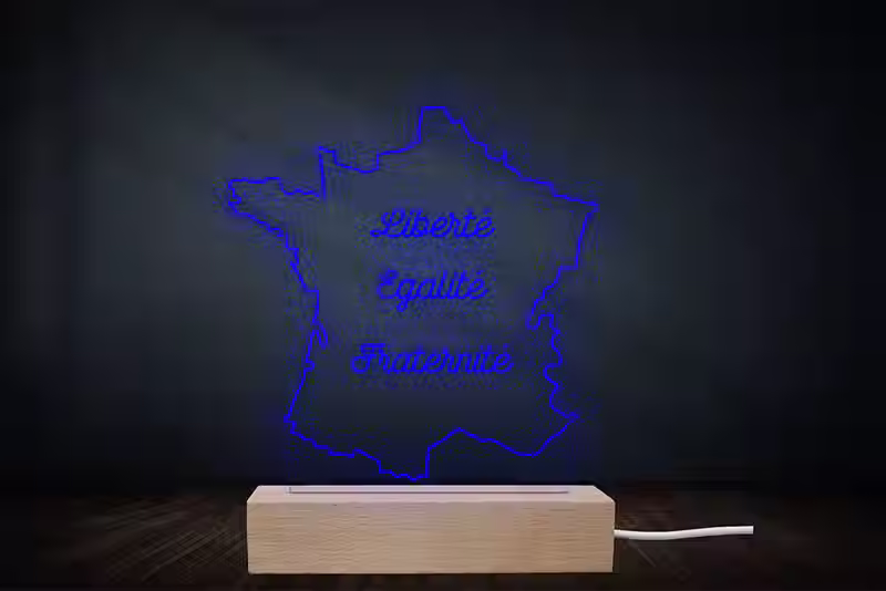 Lampe veilleuse LED Carte de France | Décoration drapeau France | Cadeau patriote France