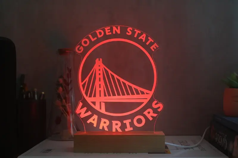Miniature : Lampe LED Golden State Warriors NBA personnalisée - Cadeau fan des Warriors et supporter de la Baie de San Francisco