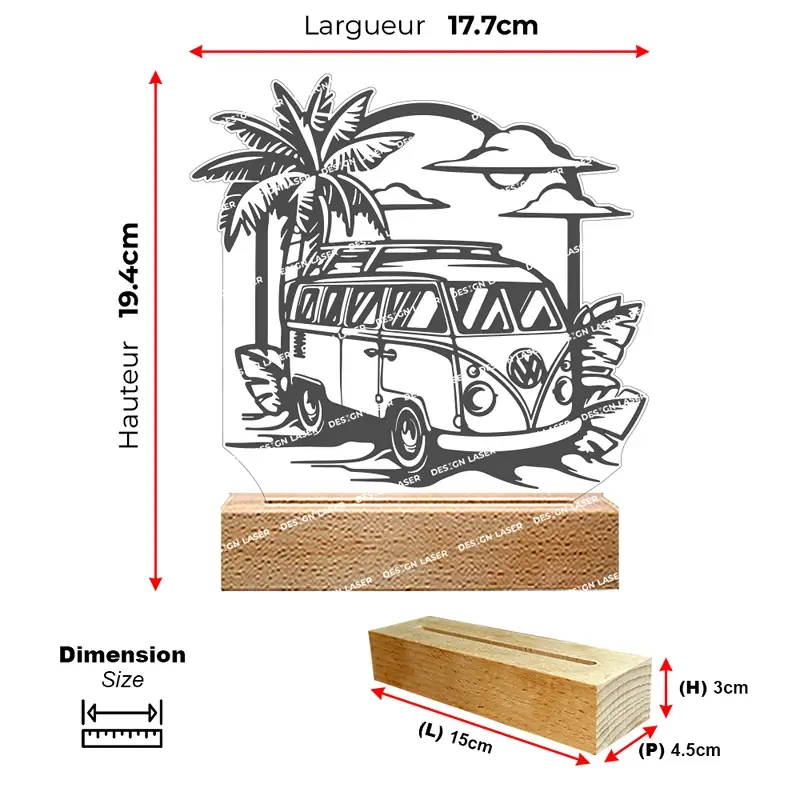 Lampe led combi Volkswagen | décoration Volkswagen | idée cadeau Volkswagen