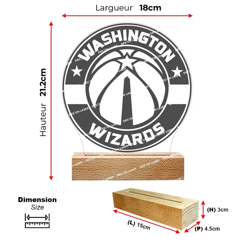 Lampe Led logo Washington Wizards - NBA | idée cadeau basket | décoration pour basketteur