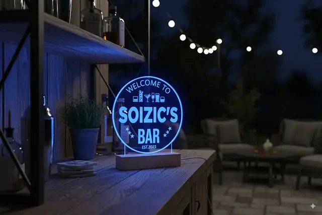 Miniature : Lampe LED bar personnalisée - Cadeau passionné de mixologie et décoration coin bar ou cave à vin