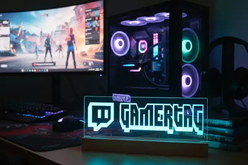 Lampe LED gamertag personnalisée | Idée Cadeau Gamer | Enseigne lumineuse pour gamer et streamer