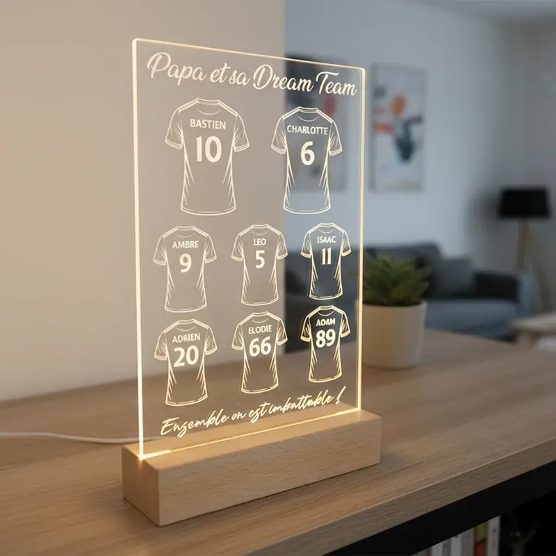 L'équipe de rêve de papa, personnalisée avec prénoms et numéros façon maillots de football, cadeau idéale pour papa