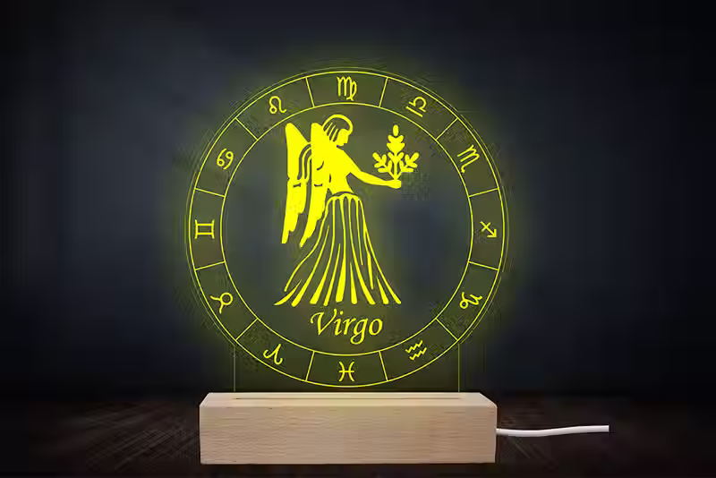 Lampe Astrologique Vierge Personnalisée | Veilleuse signe du zodiaque