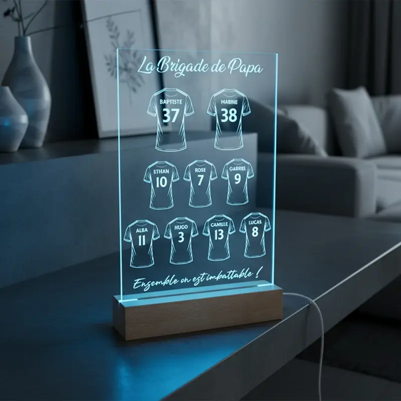 L'équipe de rêve de papa, personnalisée avec prénoms et numéros façon maillots de football, cadeau idéale pour papa