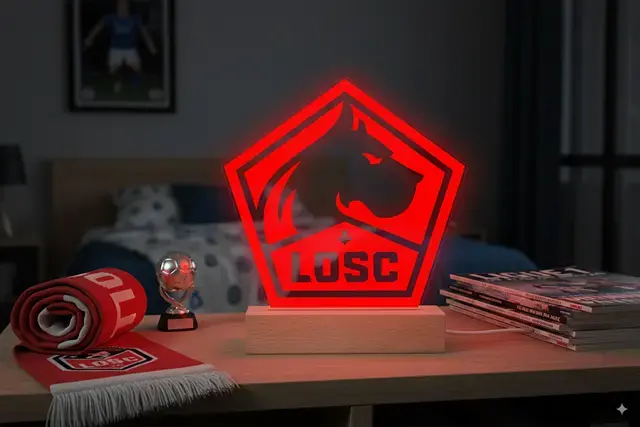Lampe Led LOSC | logo LOSC | idée cadeau supporter Lille