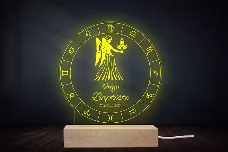 Lampe Astrologique Vierge Personnalisée | Veilleuse signe du zodiaque