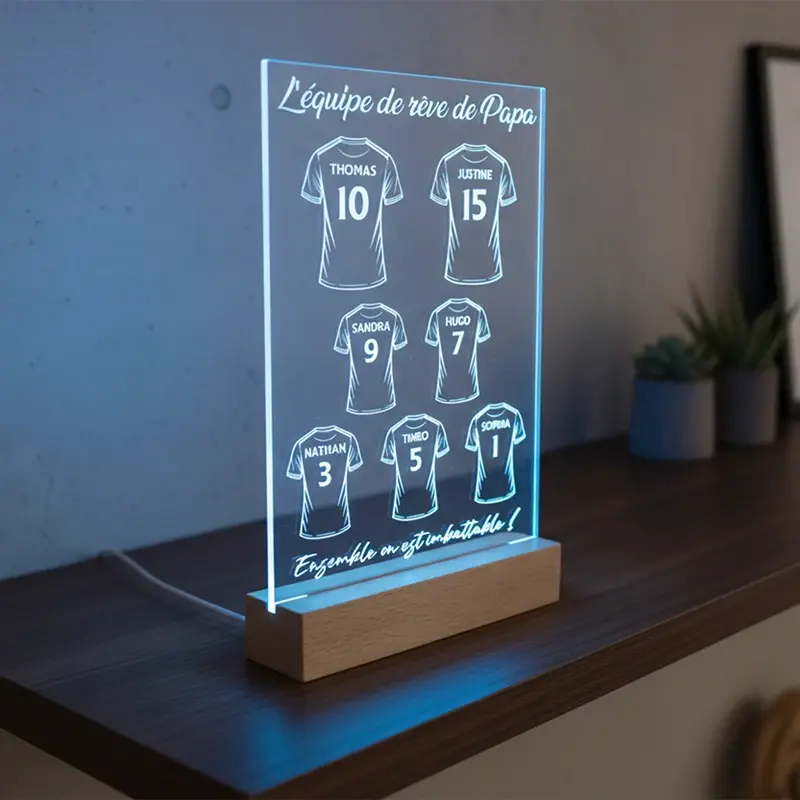Miniature : Lampe LED Equipe de rêve de Papa 7 joueurs personnalisée - Cadeau anniversaire papa fan de football