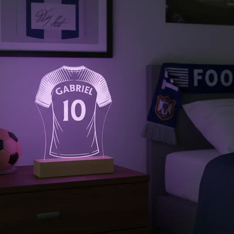 Miniature : Lampe LED maillot de football personnalisé avec prénom et numéro - Idée cadeau fan de foot anniversaire