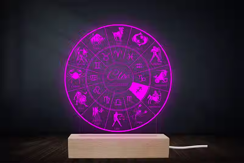 Lampe Veilleuse LED Zodiaque Personnalisée | Calendrier Astrologique