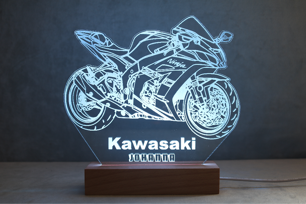 Miniature : Lampe LED Kawasaki ZX-10R personnalisée - Cadeau fan de la Ninja et passionné de sportives vertes