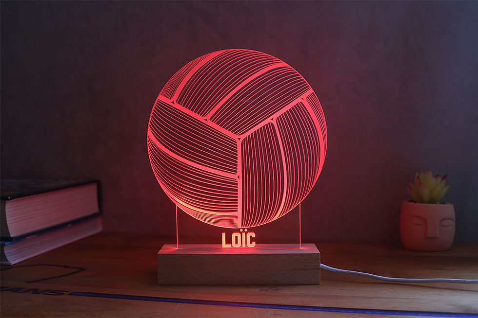 Miniature : Lampe LED volley-ball personnalisée avec prénom - Cadeau joueur de volley, fan de beach volley et sport collectifs