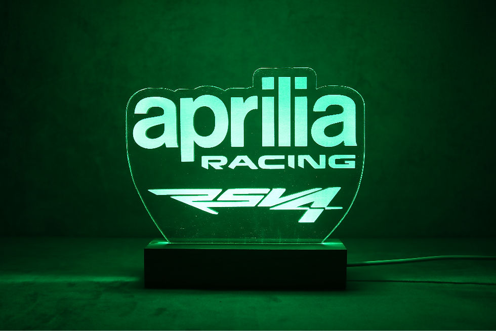 Miniature : Lampe LED logo Aprilia personnalisée - Cadeau fan de la marque de Noale et passionné de moto italienne sportive