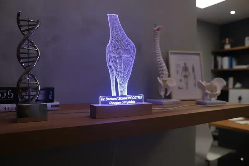 Miniature : Lampe LED Genou personnalisée - Veilleuse articulation anatomique pour kinésithérapeute et rhumatologue