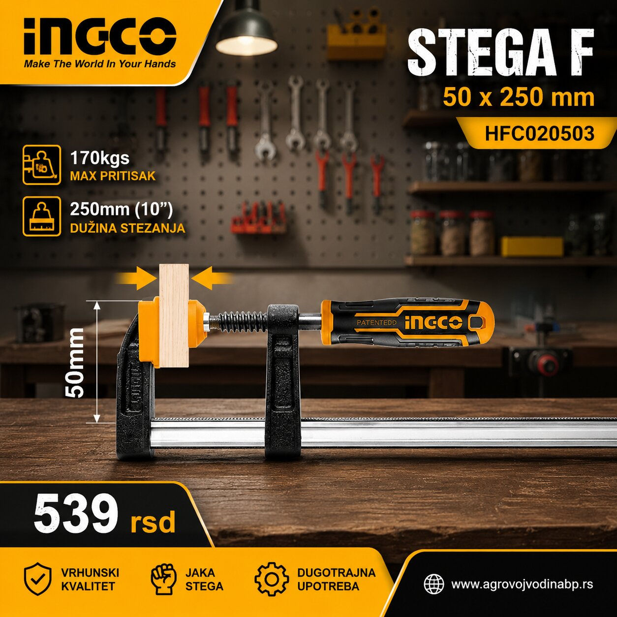 Ingco Stega F 50 x 250 mm HFC020503