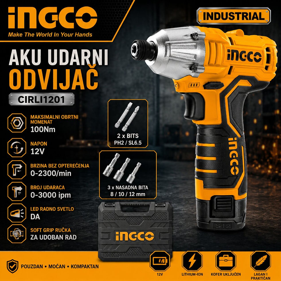 Ingco Aku udarni odvijač 100Nm 12V CIRLI1201