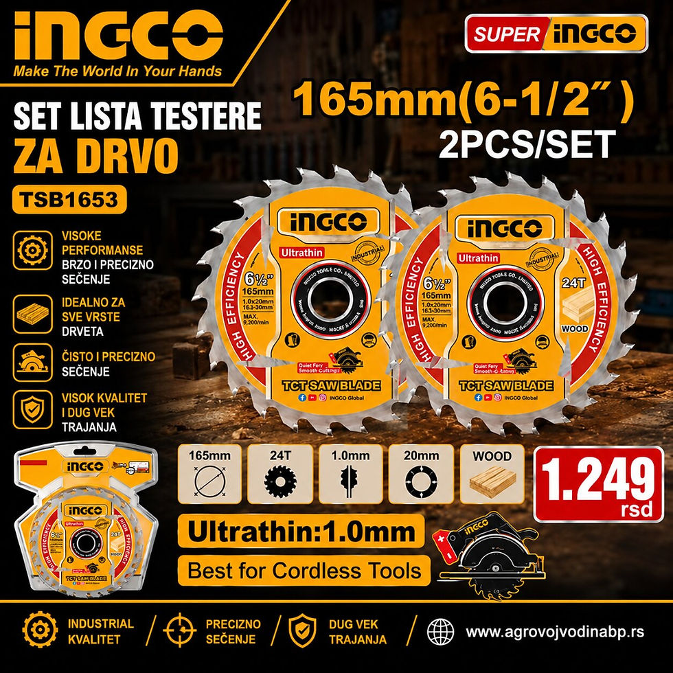 Ingco Set lista testere za drvo 165mm 24T TSB1653