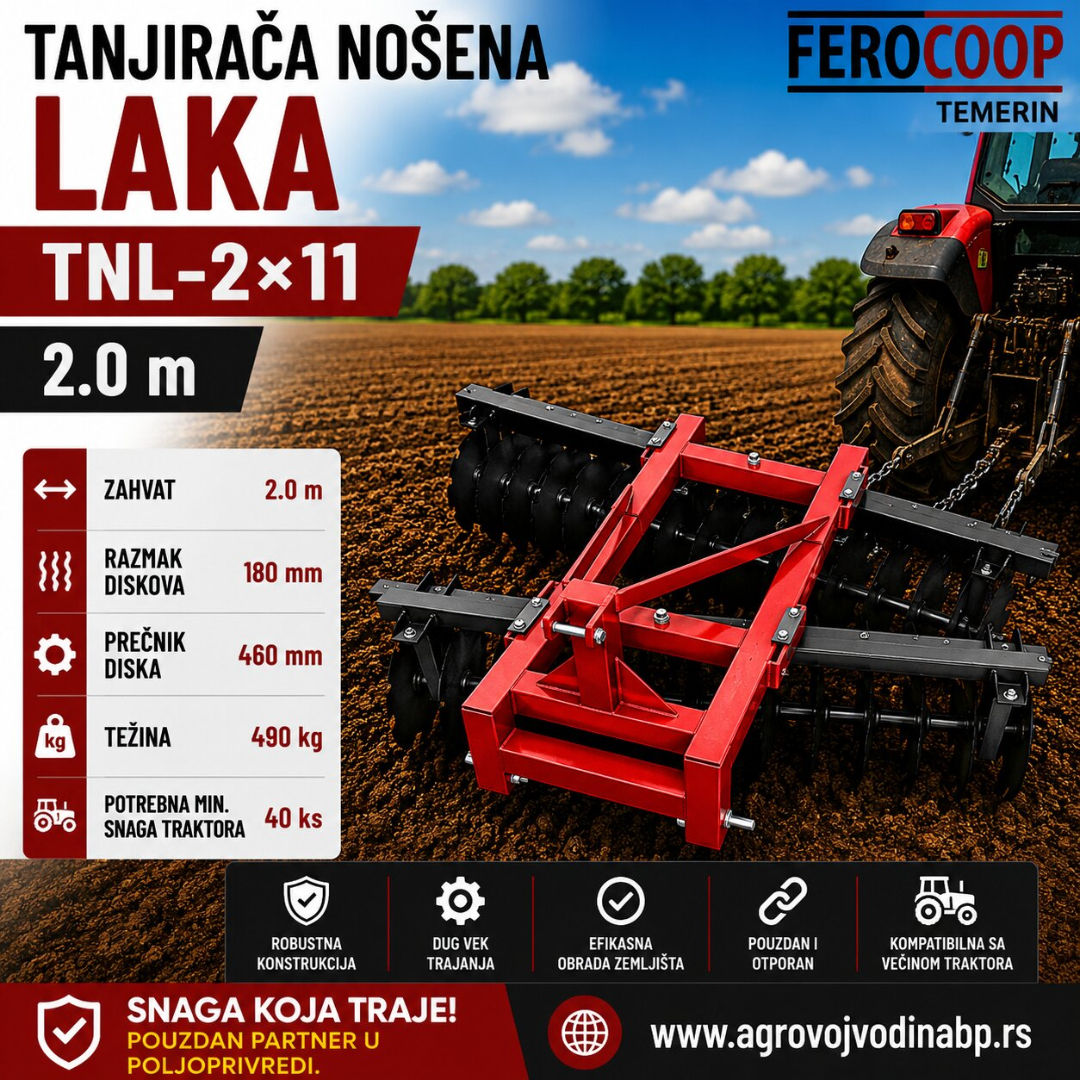 Tanjirača nošena laka TNL - 2×11, 2.0 m