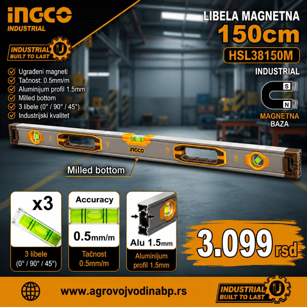 Ingco Libela magnetna 150cm HSL38150M