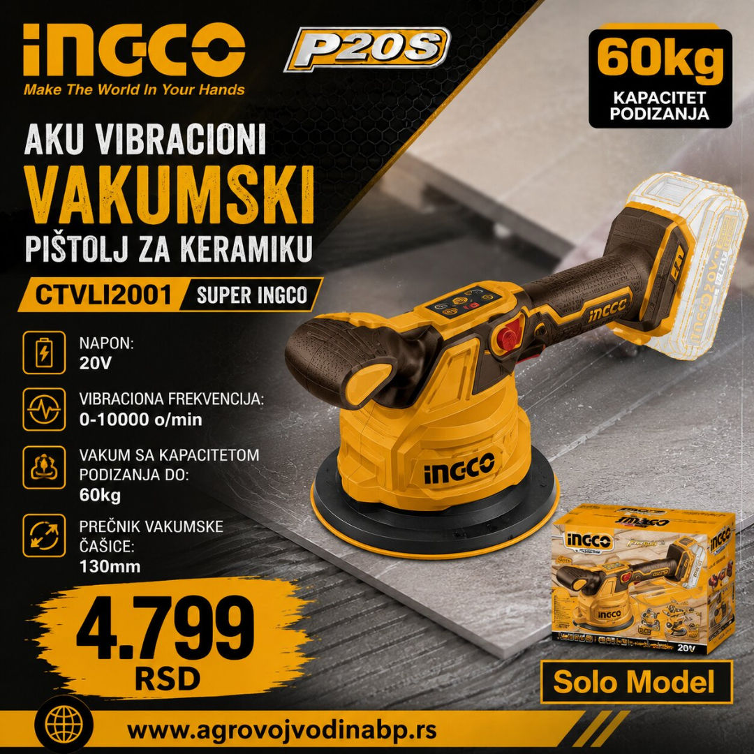 Ingco Aku vibracioni vakumski pištolj za keramiku CTVLI2001