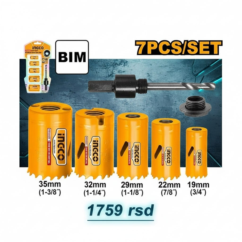 Ingco Set kruna za metal 19-35mm 7/1 AKH0071