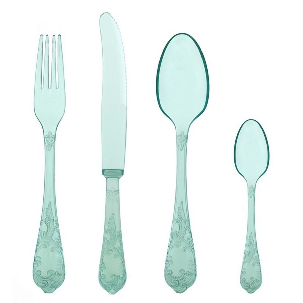 Set plástico para 6 comensales 2 colores (4 cubiertos x 6)