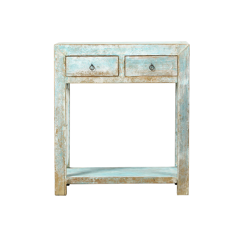 Miniatura: Mesilla rústica madera blanco o azul decapado 80 x 42 x 90 cm
