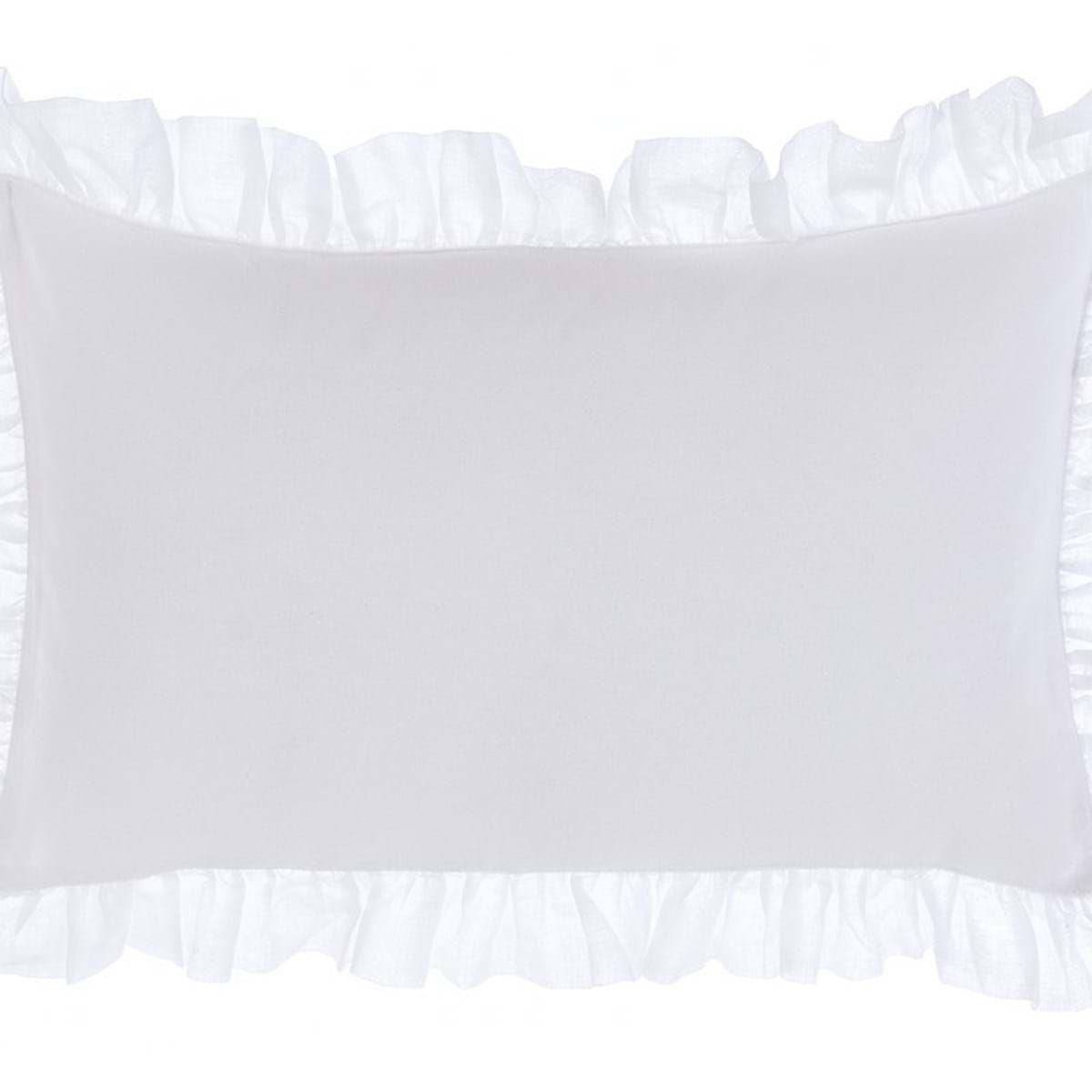 Funda cojín con volantes blanco 50 x 30 cm