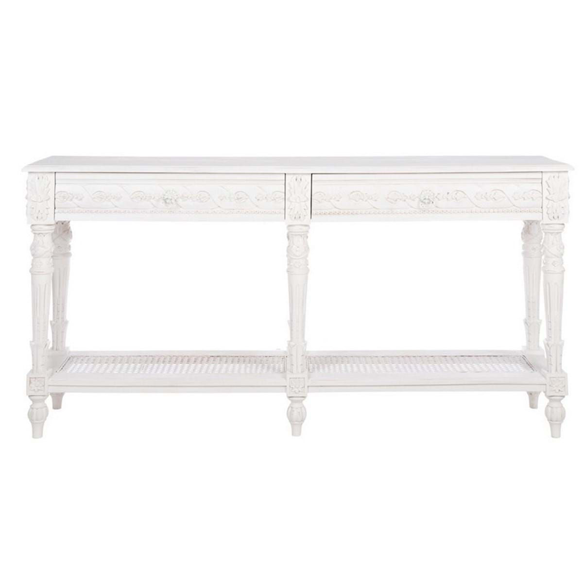 Consola de madera 2 estantes/2 cajones 150 X 35 X 78