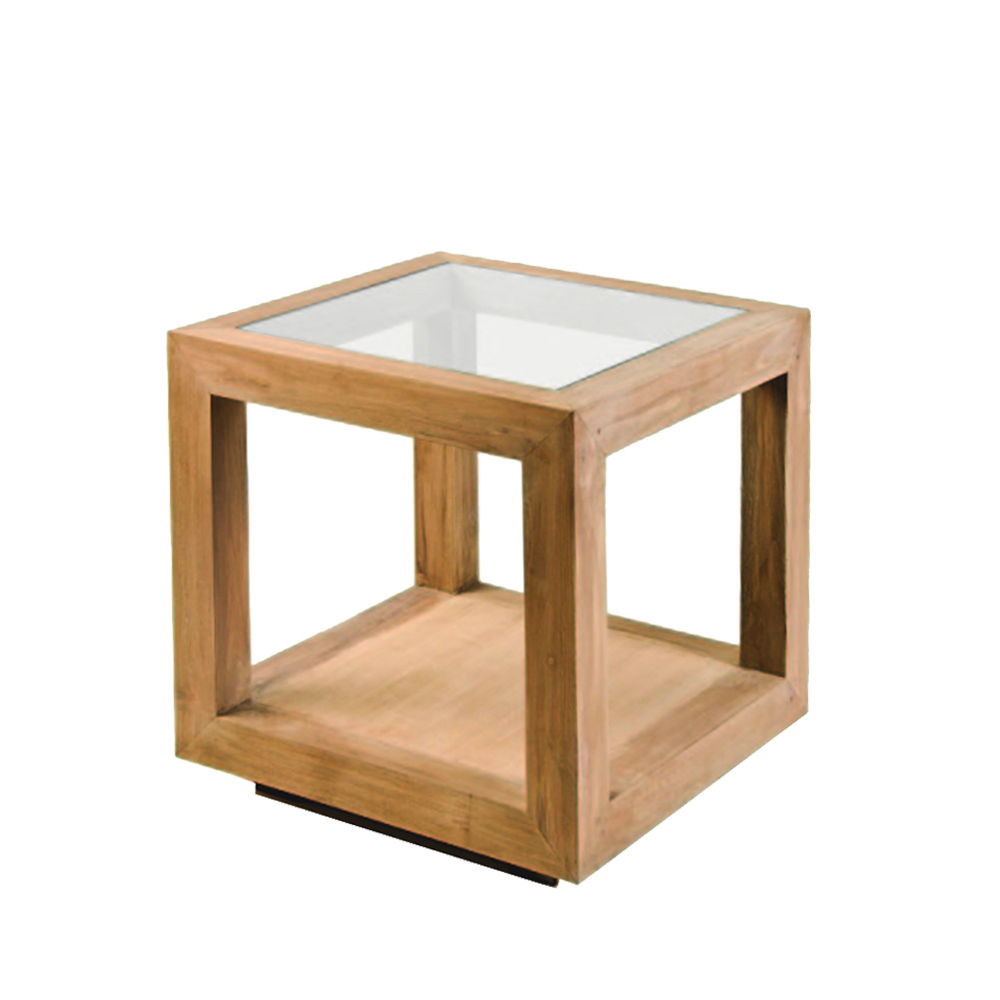 Mesa auxiliar madera y cristal 60 x 60 x 60,5 cm