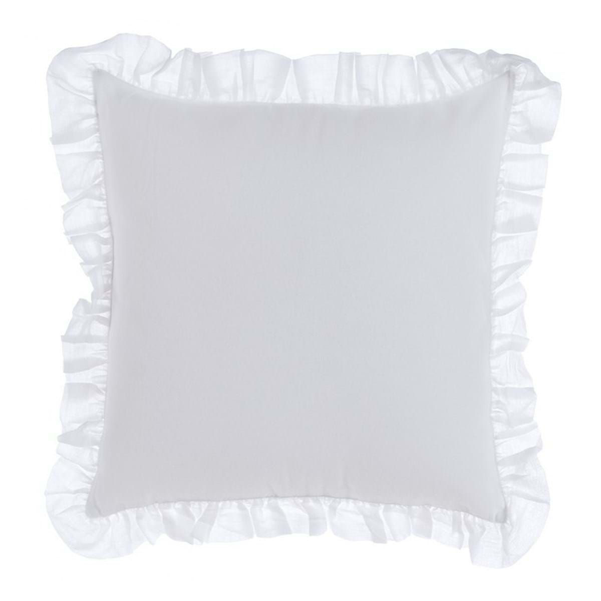 Funda de cojín con volantes blanco 45 x 45 cm