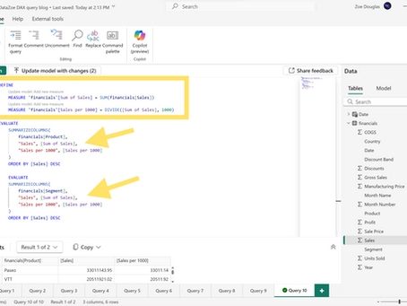 DEFINE MEASURE in a DAX query of DAX query view in Power BI