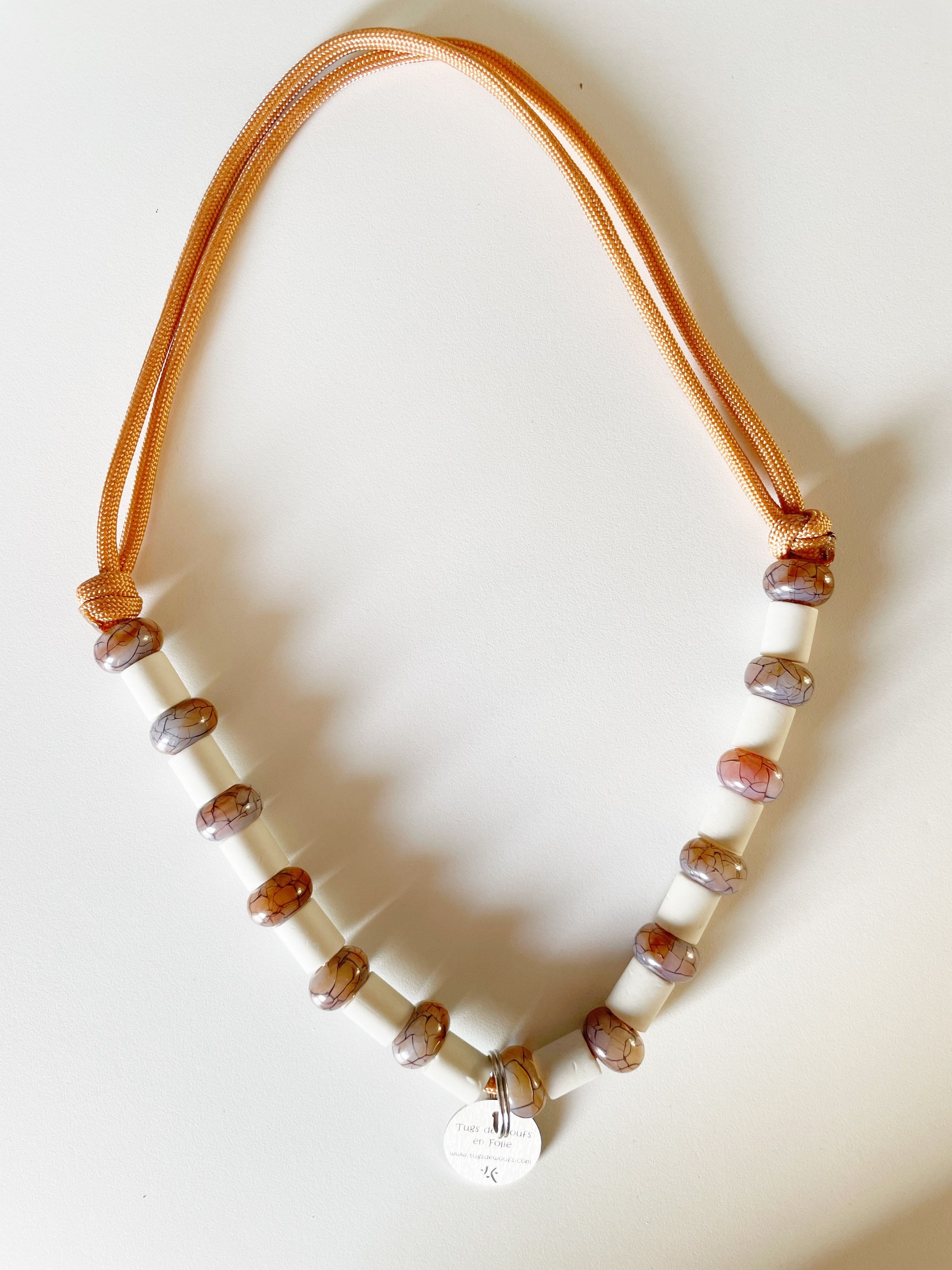 Collier réglable anti tiques  avec perles céramiques EM - Taille XL