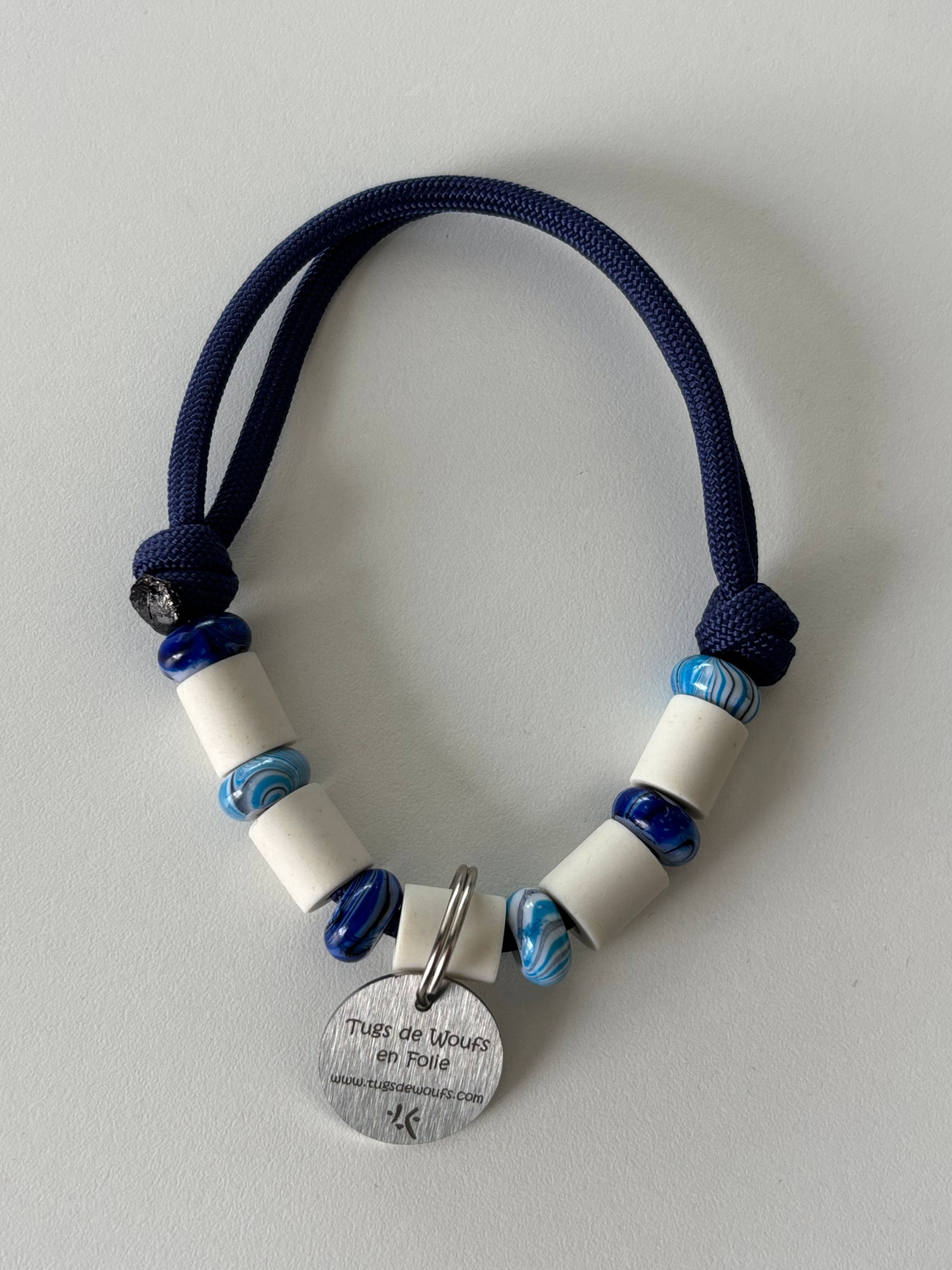 Collier réglable anti tiques  avec perles céramiques EM - Taille S