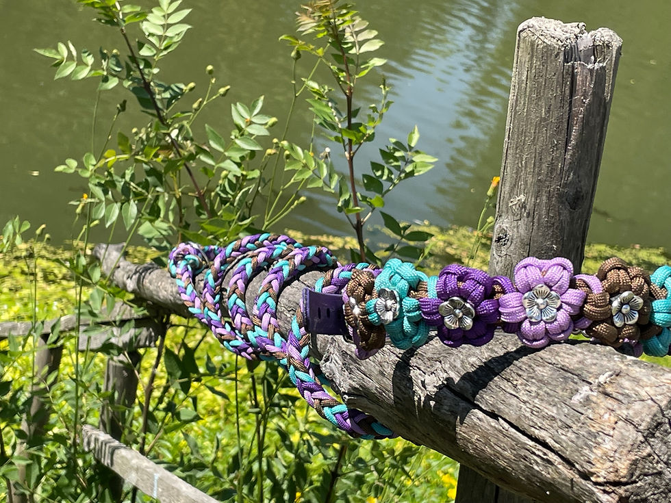 Miniature : Collier réglable en paracorde  flower power et biothane à personnaliser T550
