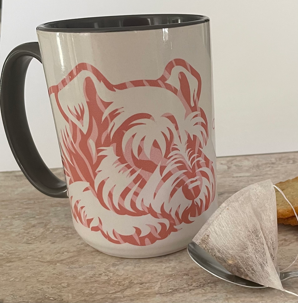 Miniature : Mug 425 ml Schnauzer rêvant de son "nonos" - Création Tugs de Woufs