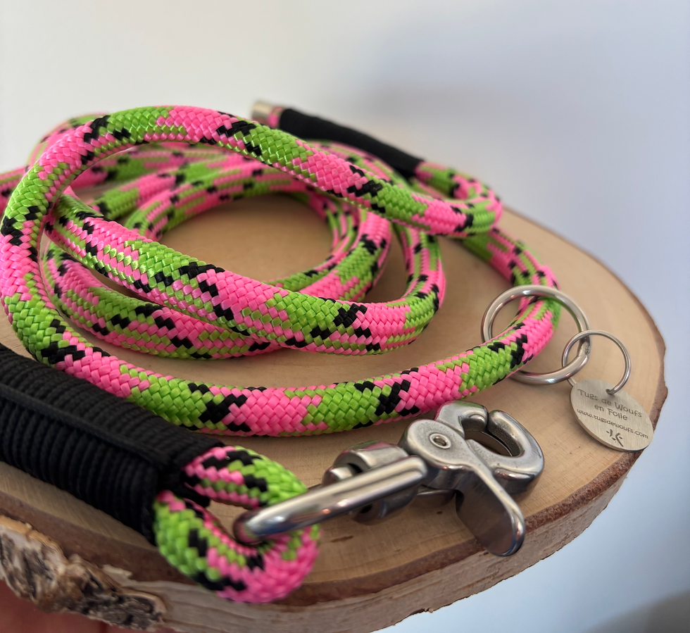 Miniature : Laisse PPM 1.50m - Corde "PASTEQUE" - finition noire