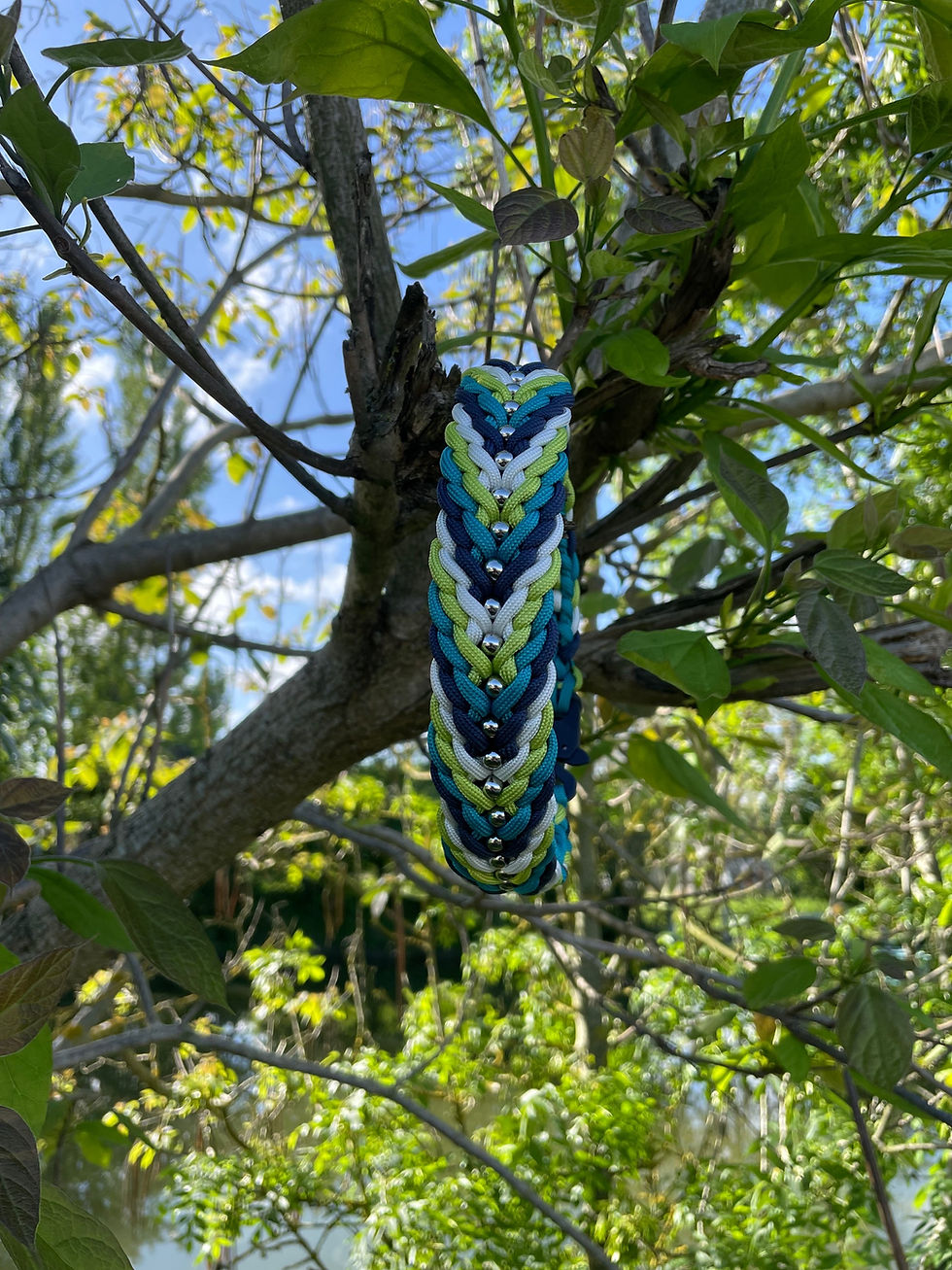 Miniature : Collier en paracorde avec perles rondes bleu et vert