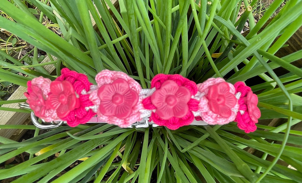 Miniature : Collier  réglable en paracorde  flower power  Rose