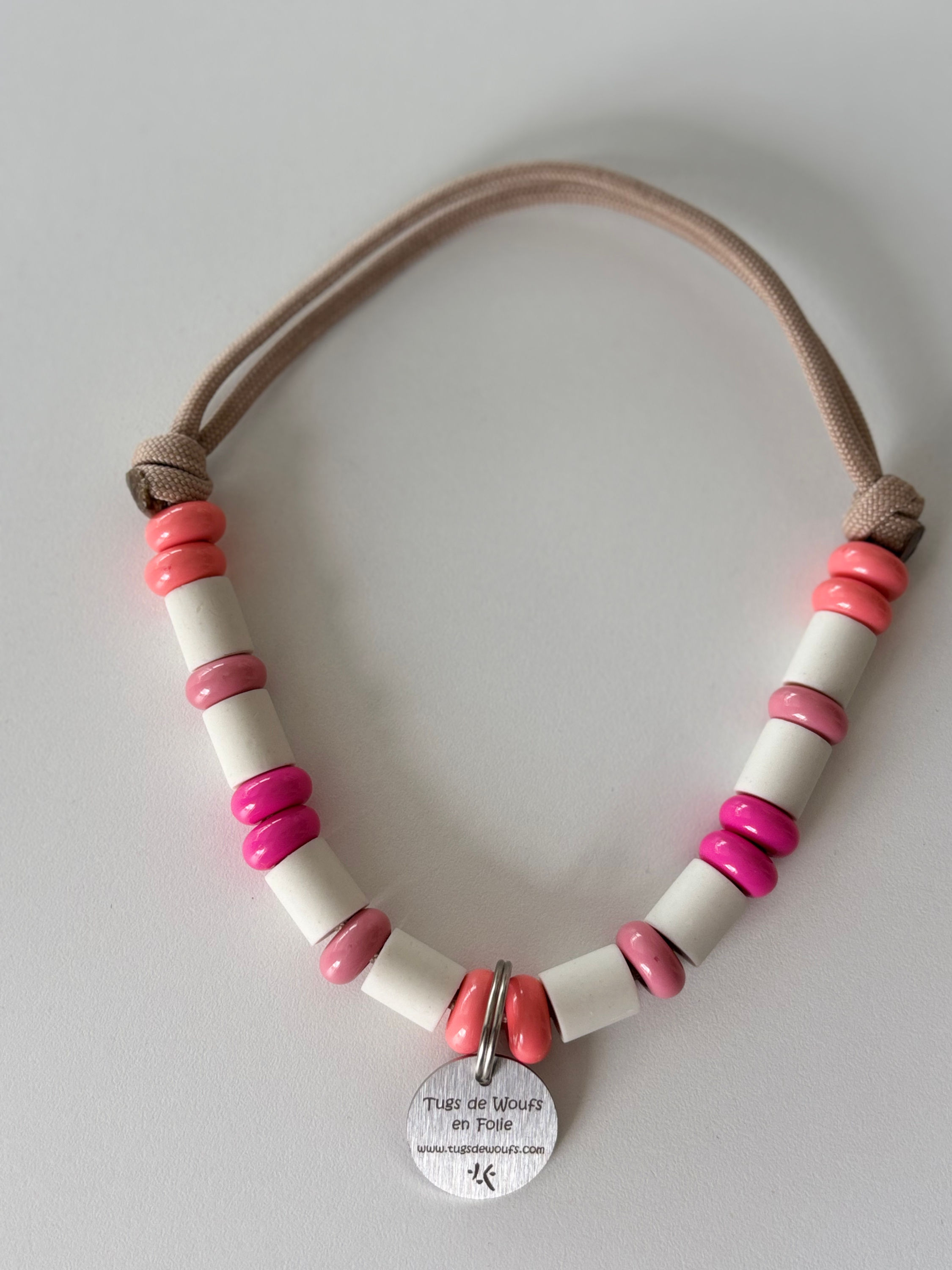 Collier réglable anti tiques  avec perles céramiques EM - Taille M