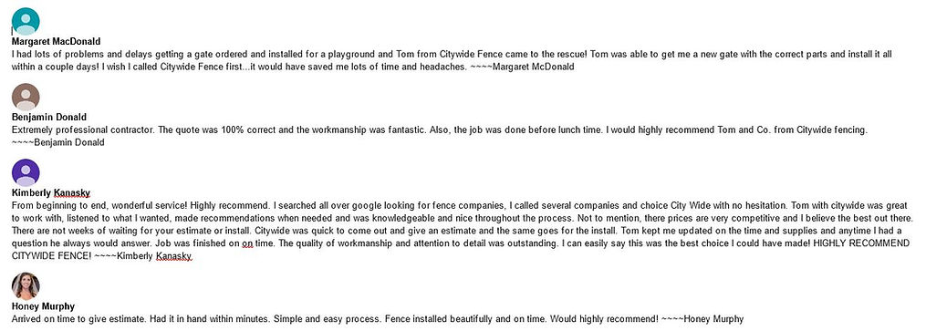 Five Star Google Fence Review