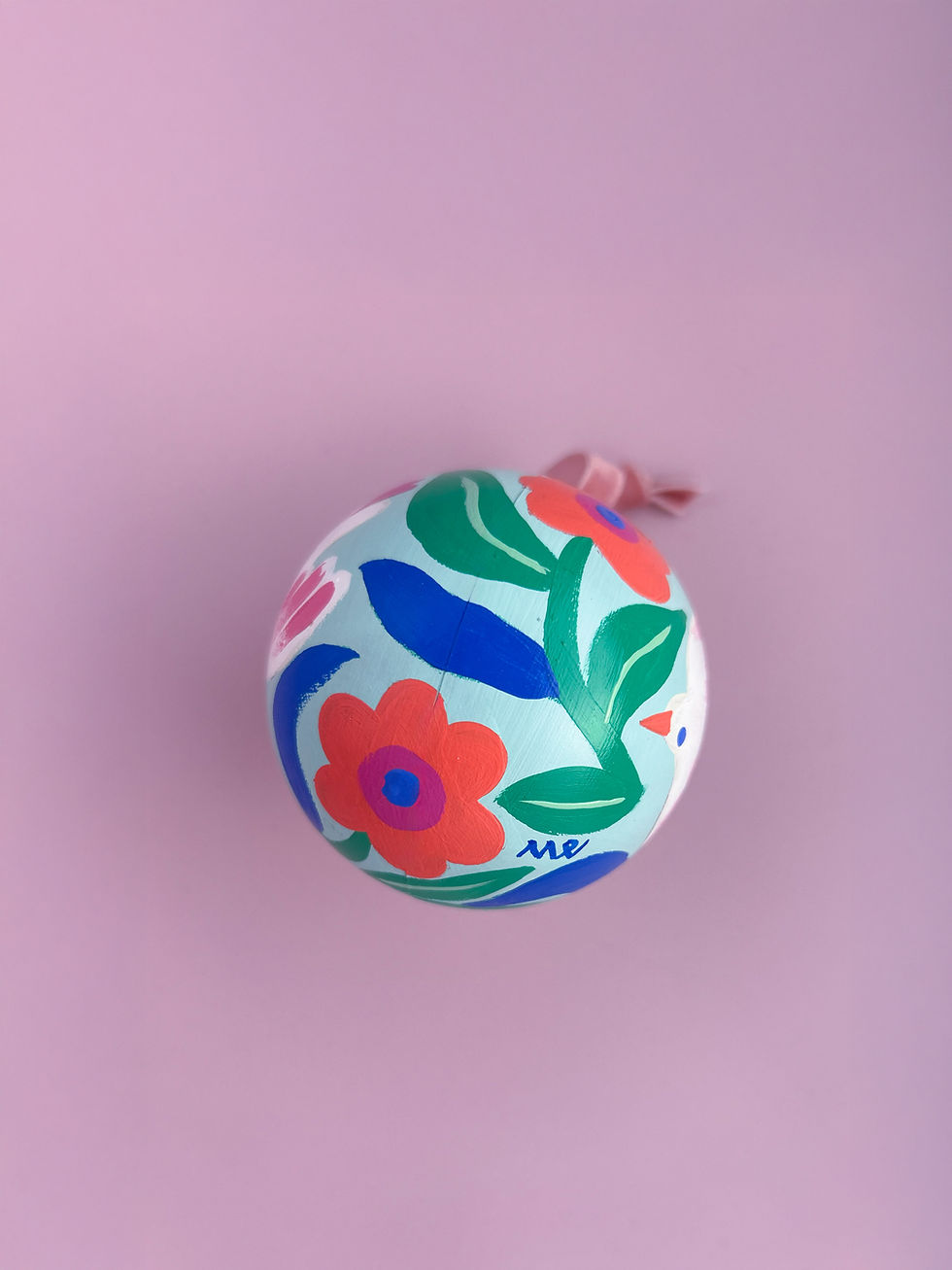 Miniature : Boule de Noël bleu Oiseau 2 – Pièce Peinte à la Main