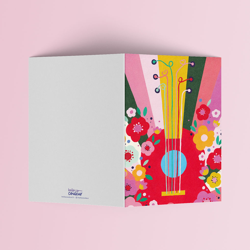 Miniature : Carte pliée - Guitare Flower power