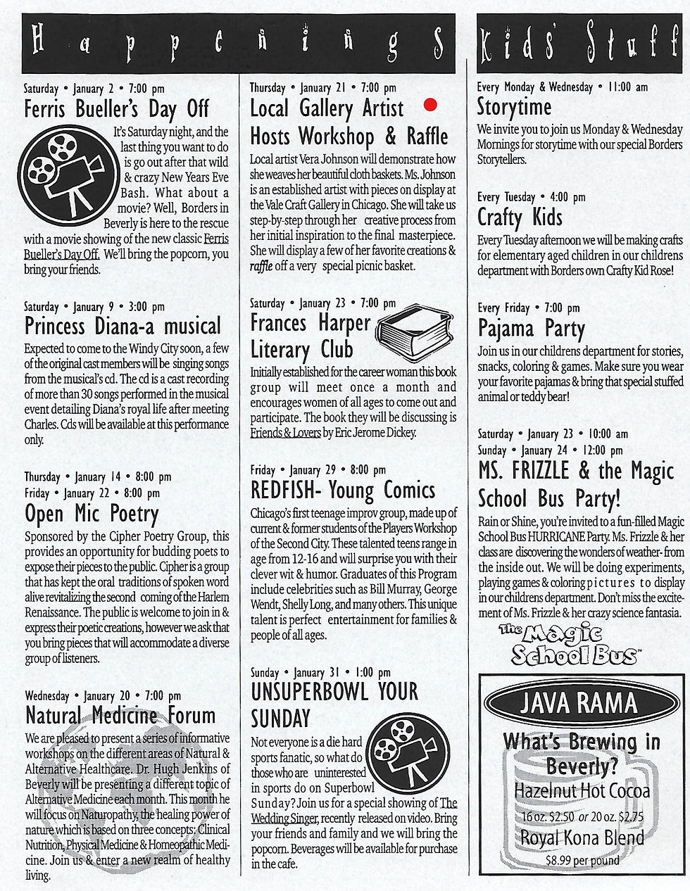 Borders Books Event Calendar