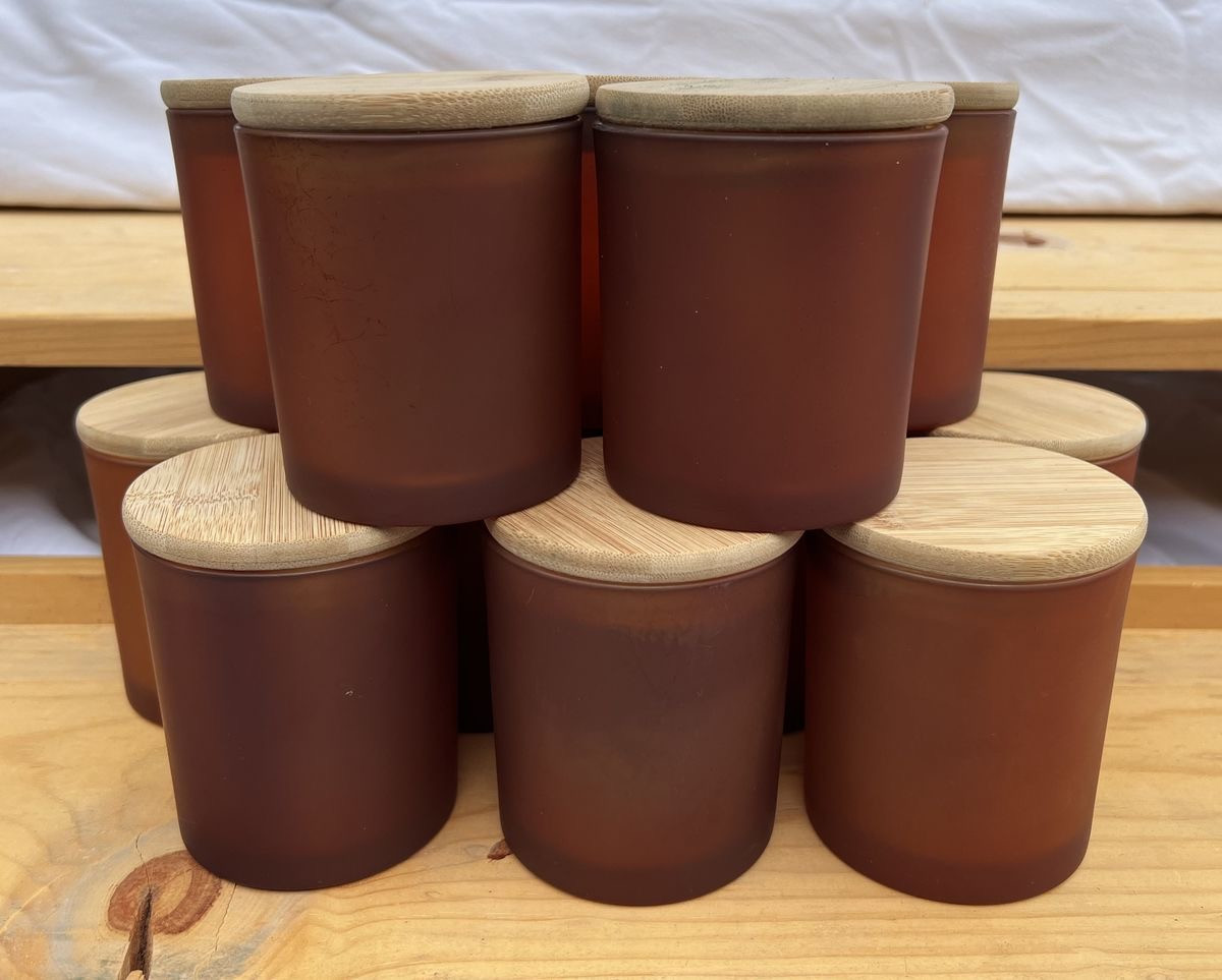 Brown jars scented soy candles 